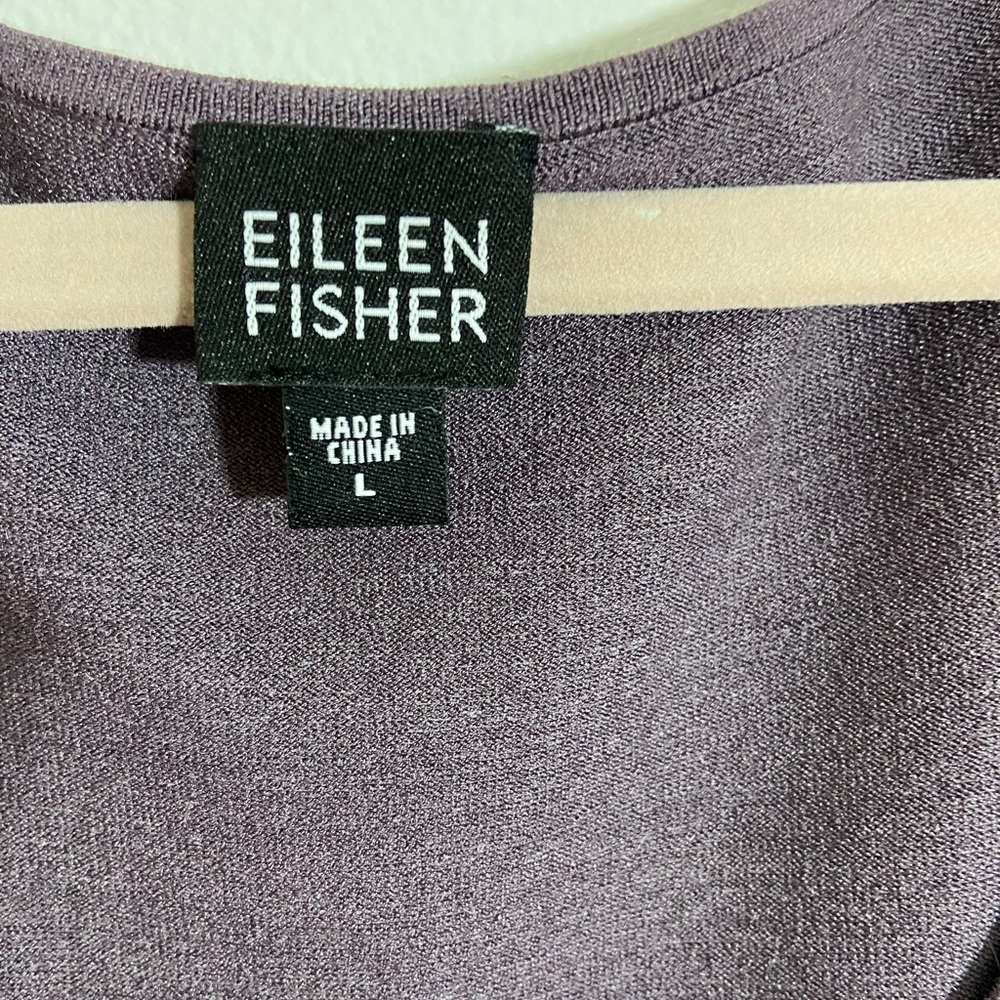 LIKE NEW — Eileen Fisher Sweater Tank Top Purple Large Silk Blend Round Neck - Picture 3 of 9